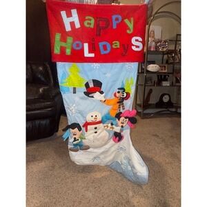 Disney Jumbo 4 ft Tall Happy Holidays Christmas Stocking 3D Mickey Minnie Pluto
